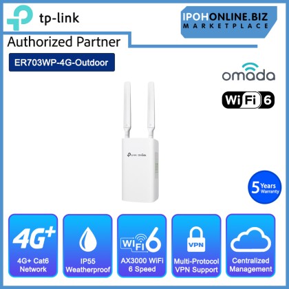 TP-LINK ER703WP-4G-OUTDOOR OMADA 4G+CAT6 AX3000 WiFi 6 OUTDOOR/INDOOR GATEWAY